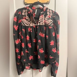 Free People sheer floral top. Small